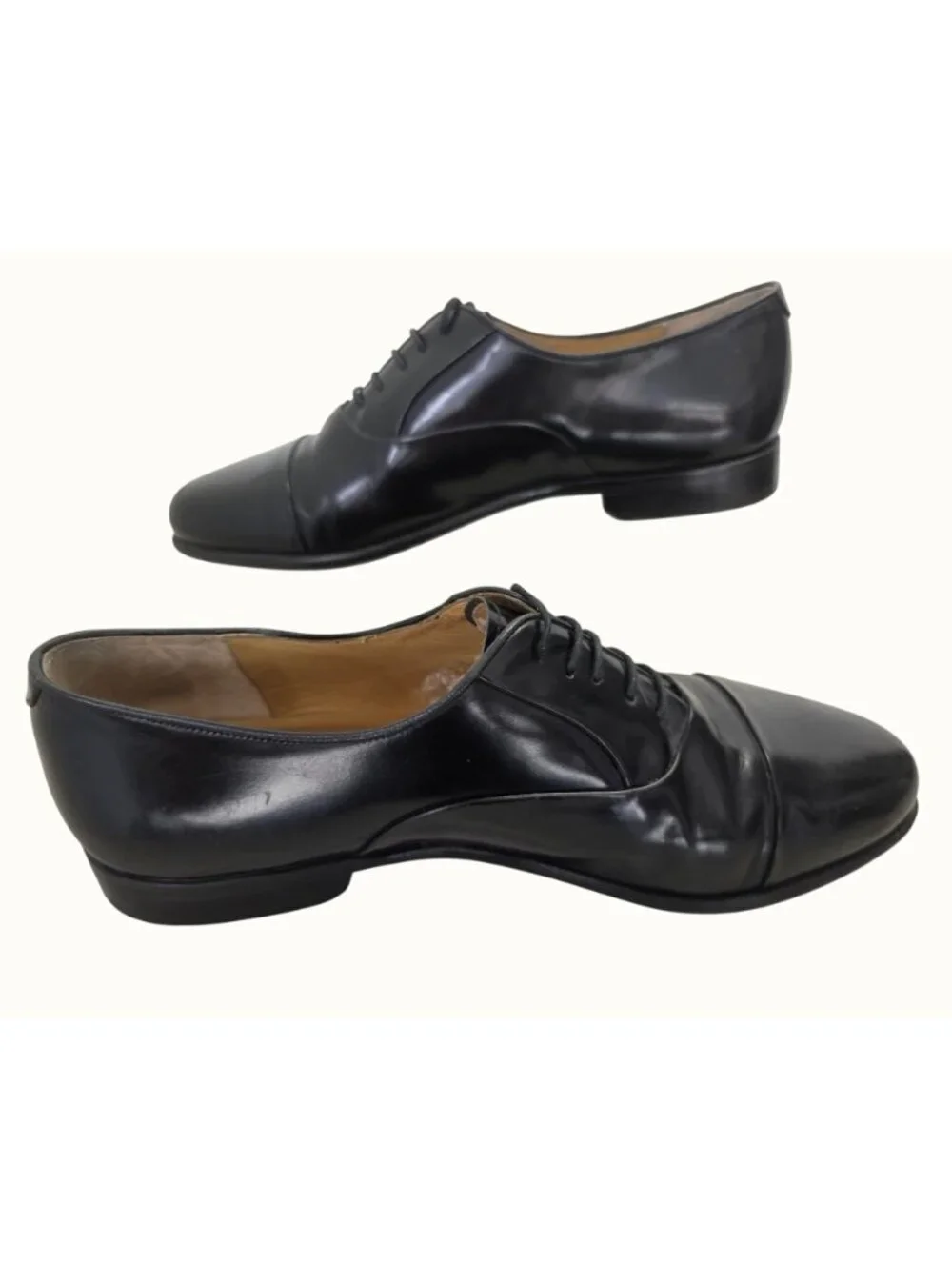 Nordstrom Mens Black Leather Oxford Shoes Size 13W Handmade in Italy Y2K